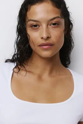 T-shirt en coton côtelé - Blanc — photo 2