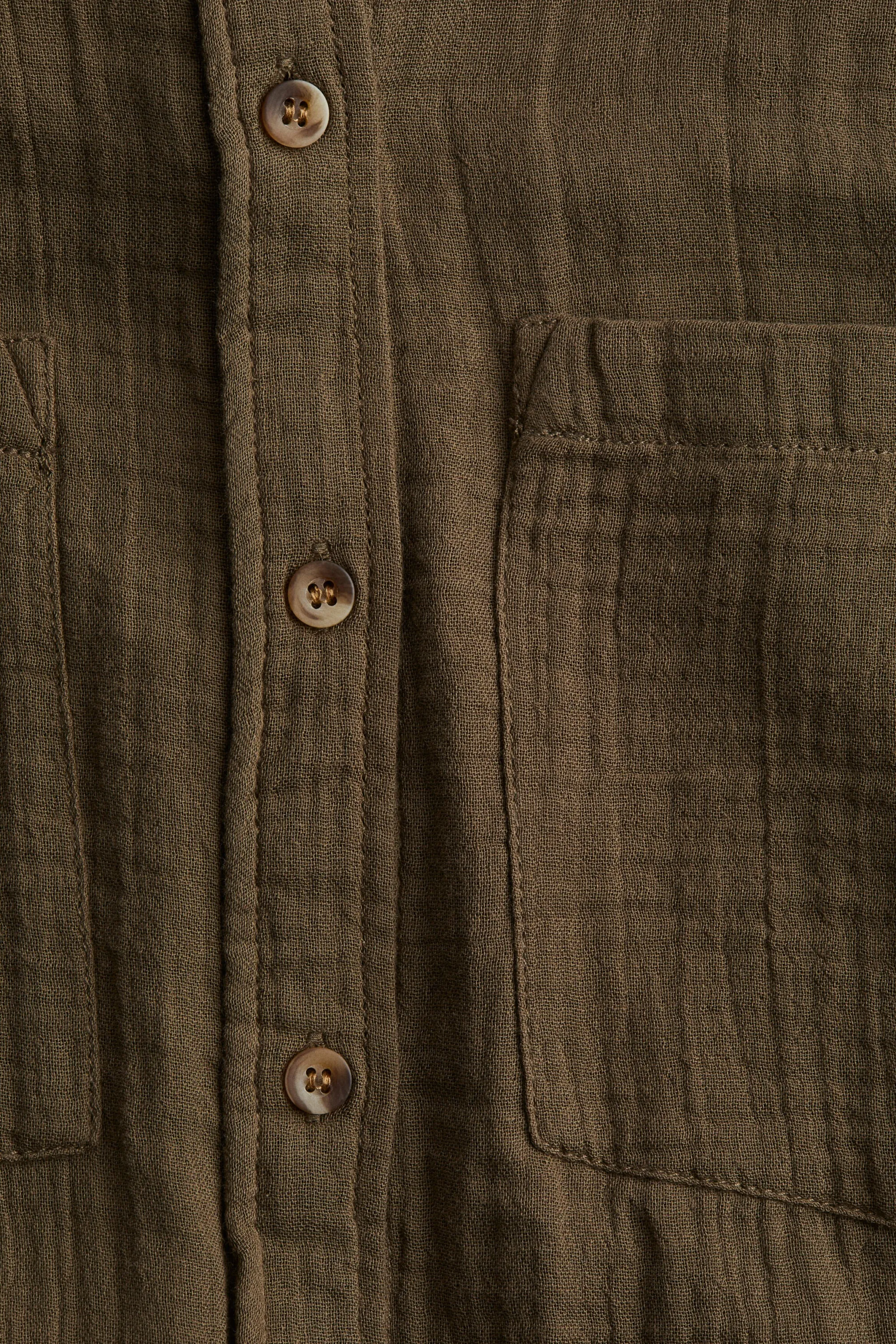 Chemise en coton - Vert kaki foncé