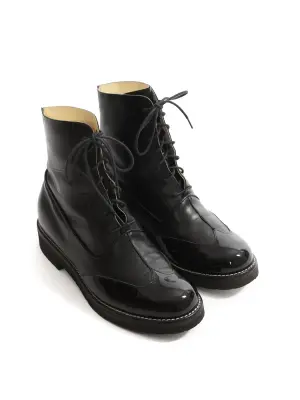 Bottines à lacets en cuir verni noir bout rond Prix boutique 2000€ taille 38 — photo 2
