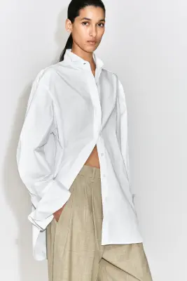 PANTALON TAILLEUR TULIPE À PLIS - BEIGE CHINÉ — photo 3