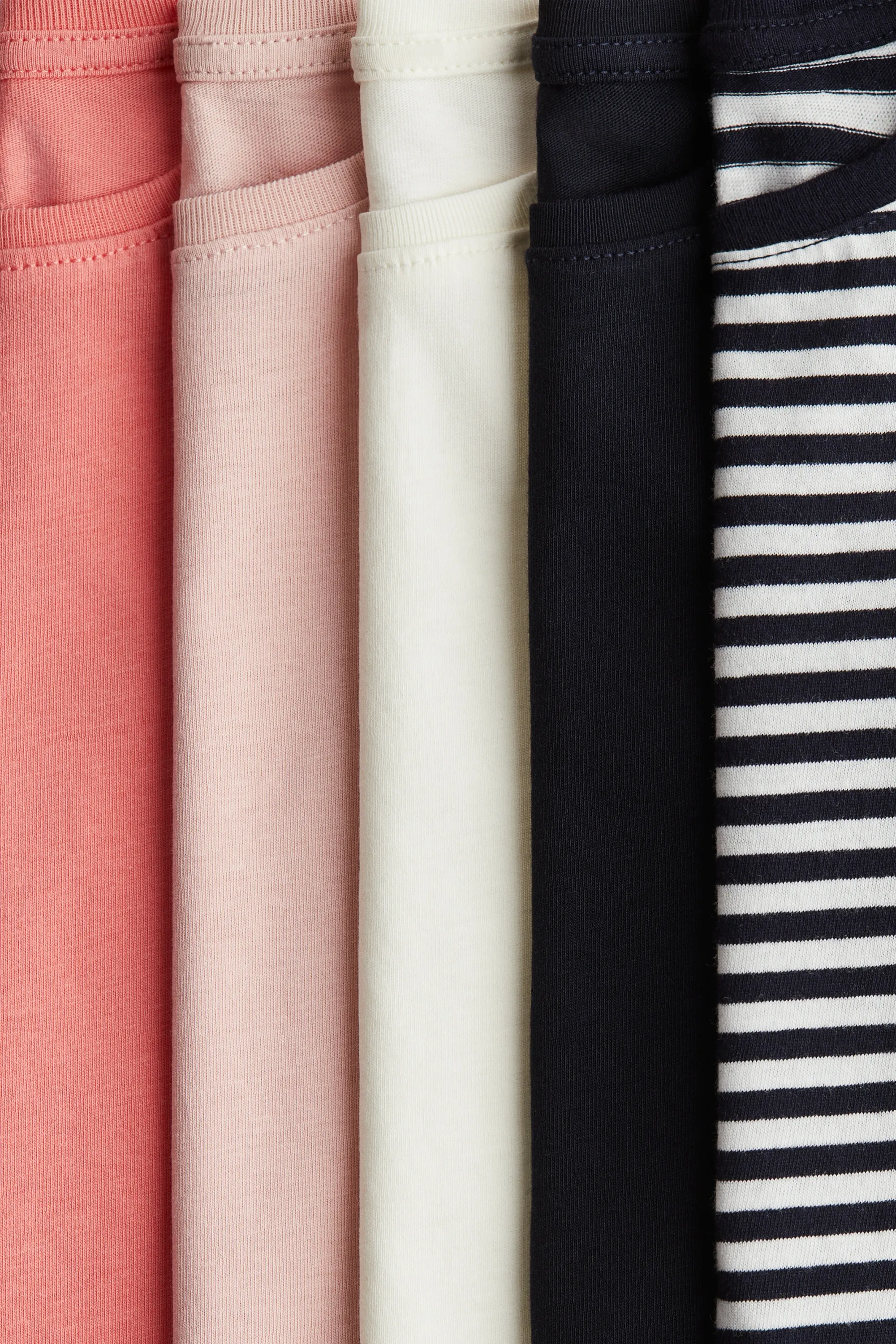 Lot de 5 T-shirts en coton - Bleu marine/rayé