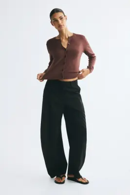 Gilet en maille fine - Marron foncé — photo 2