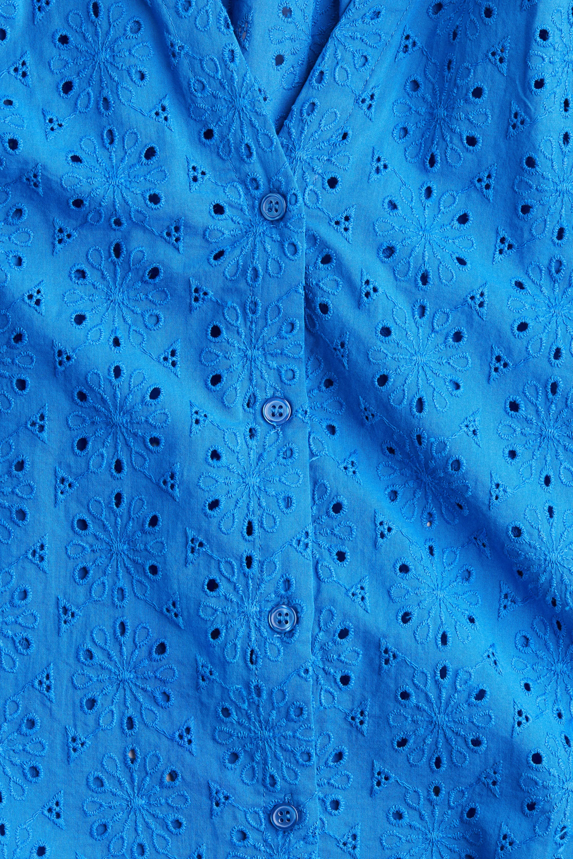 Blouse avec broderie anglaise - Bleu