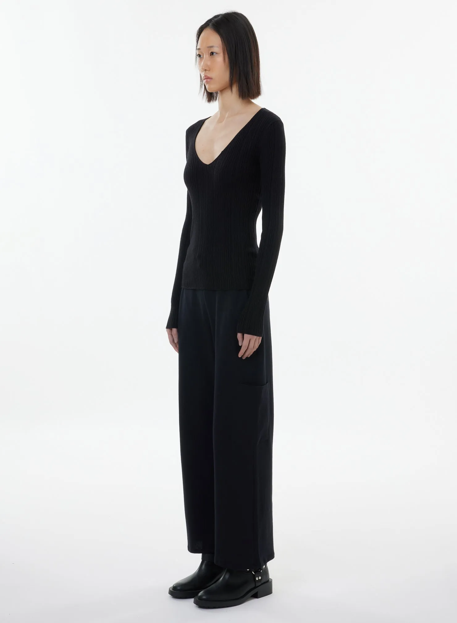 Pull en coton, viscose, élasthanne et fibre métallisée
