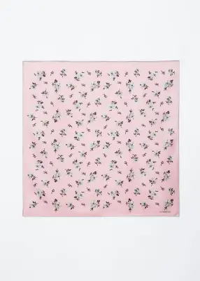 Foulard en soie florale - Rose clair/Motif fleuri bleu — photo 2