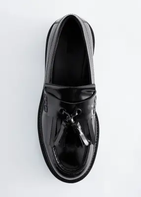 Mocassins en cuir à franges - Noir — photo 2