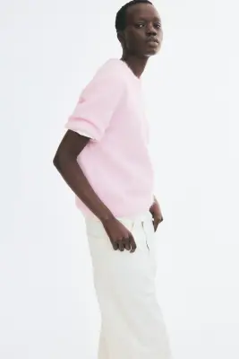 Pull à manches courtes - Rose clair — photo 1
