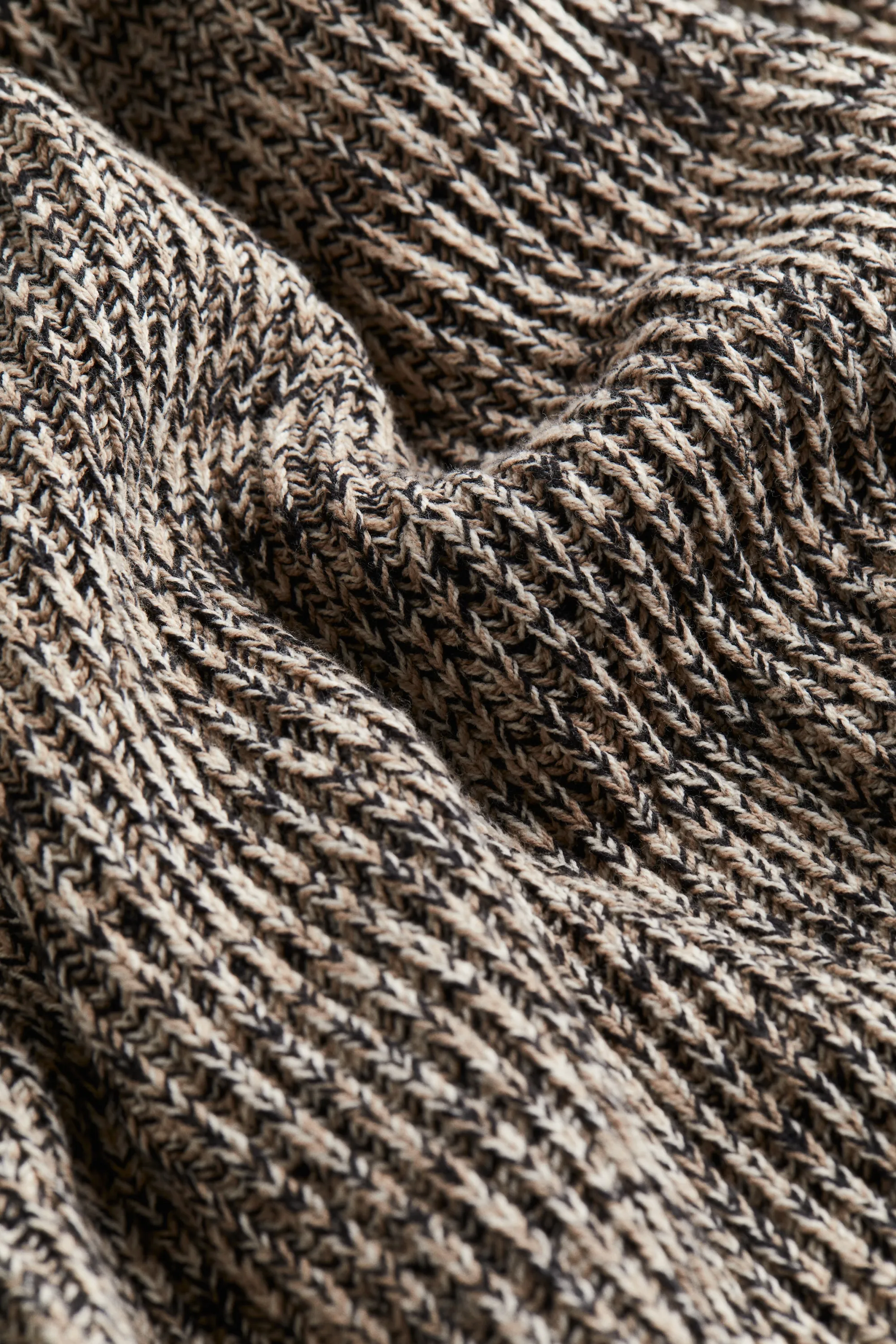 Robe épaules nues en maille côtelée - Beige chiné