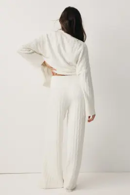 Pantalon en maille torsadée - Blanc — photo 4