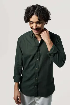 La chemise en flanelle - Kaki — photo 4