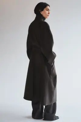 Manteau oversize en laine - Taupe foncé — photo 5