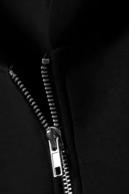 Sweat à capuche zippé oversize en scuba - Noir — photo 3