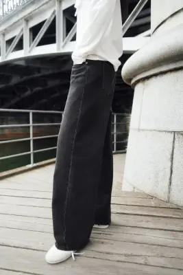 Wide Regular Waist Jeans - Noir denim — photo 3