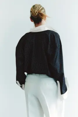 Chemise oversize - Gris anthracite/carreaux — photo 3