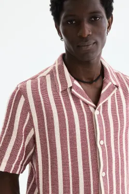 Chemise Regular Fit - Rouge foncé/rayé — photo 1
