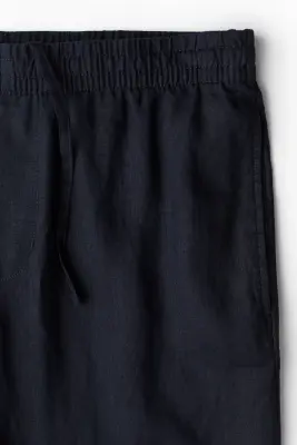 Pantalon Regular Fit en lin - Bleu marine — photo 5