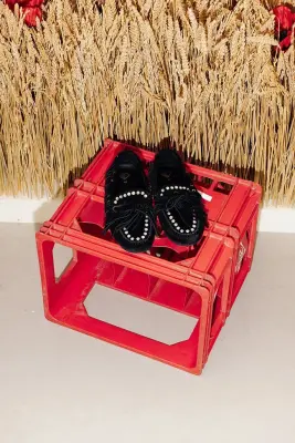 Mocassins en cuir à strass — photo 2