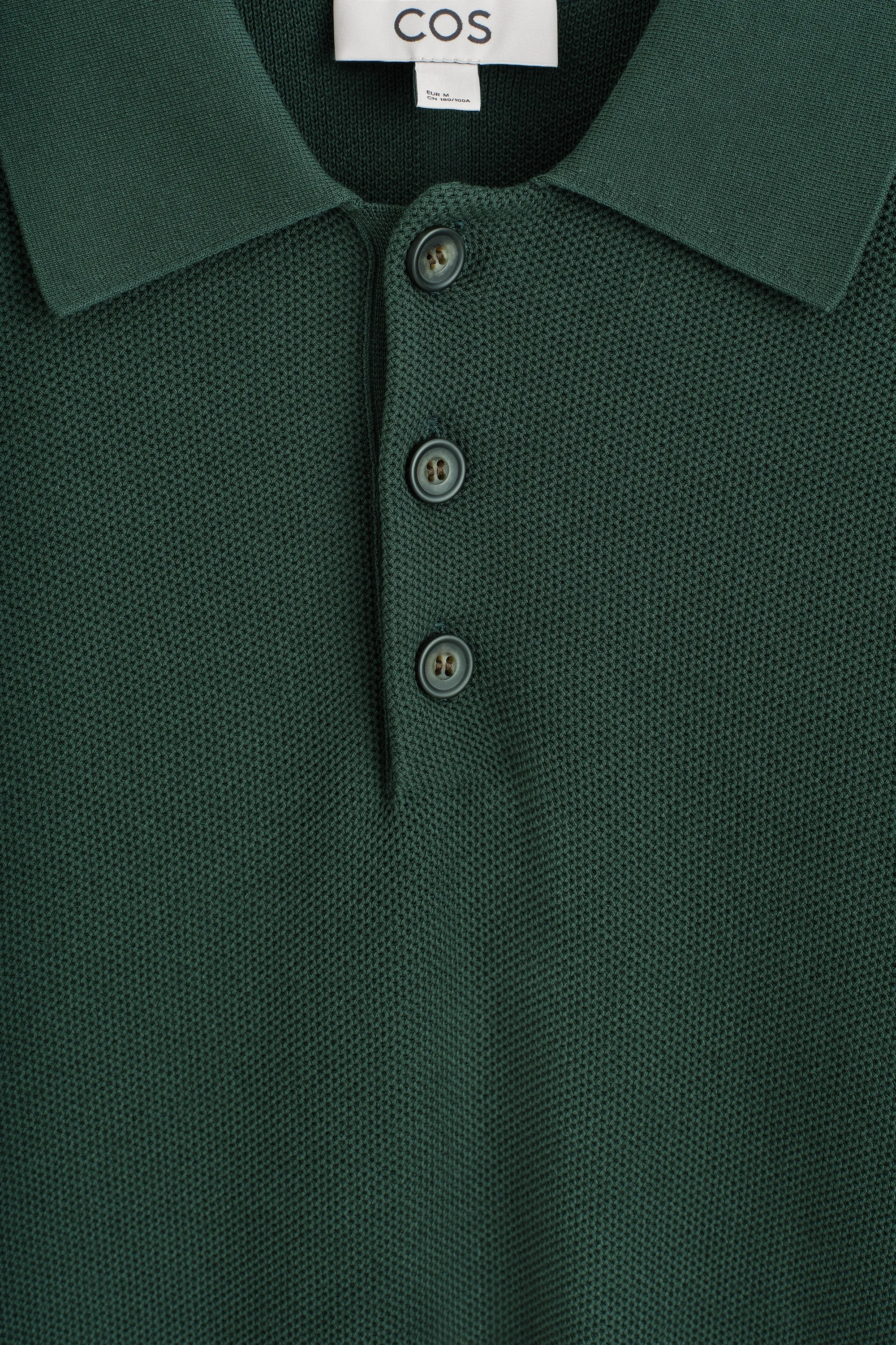 POLO EN MAILLE POINT NID D'ABEILLE - VERT FONCÉ