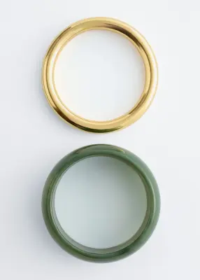 Ensemble de bracelets manchettes - Doré/Vert — photo 1