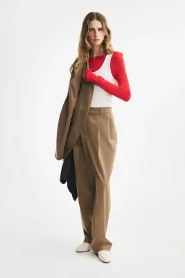 Pantalon chic en twill - Beige foncé — photo 3