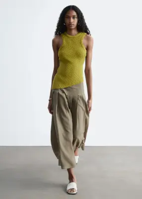 Jupe midi plissée - Vert kaki — photo 2