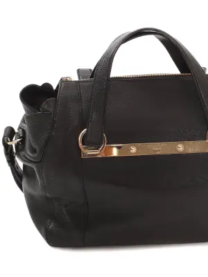 Sac à main BRIDGET en cuir grainé noir avec longue bandoulière Prix boutique 1495€ — photo 3