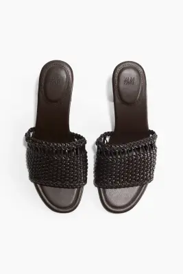 Sandales tressées à talon - Marron foncé — photo 1