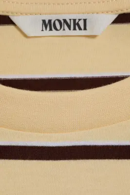 T-shirt en coton à manches longues - Rayé Jaune/Bordeaux — photo 4