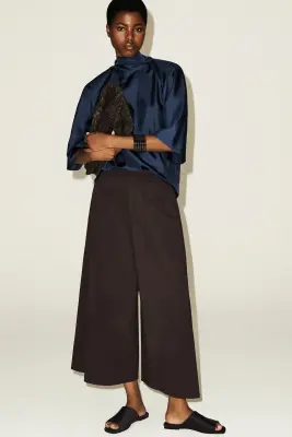 JUPE-CULOTTE EN CRÊPE - BRUN — photo 4