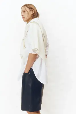 Short Regular Fit en cuir - Bleu marine — photo 4