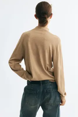 Gilet à col cheminée - Beige chiné — photo 4