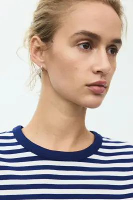 T-shirt ajusté - Bleu marine/rayé — photo 2