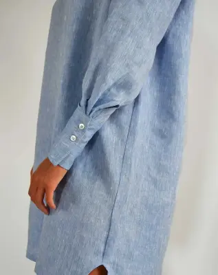 Robe Chemise Zazum en lin Chambray Bleu — photo 8