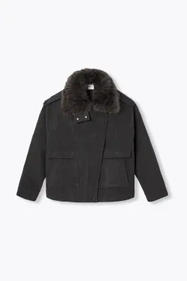 Manteau court à col montant
