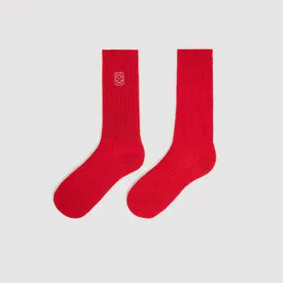 Chaussettes côtelées à logo 