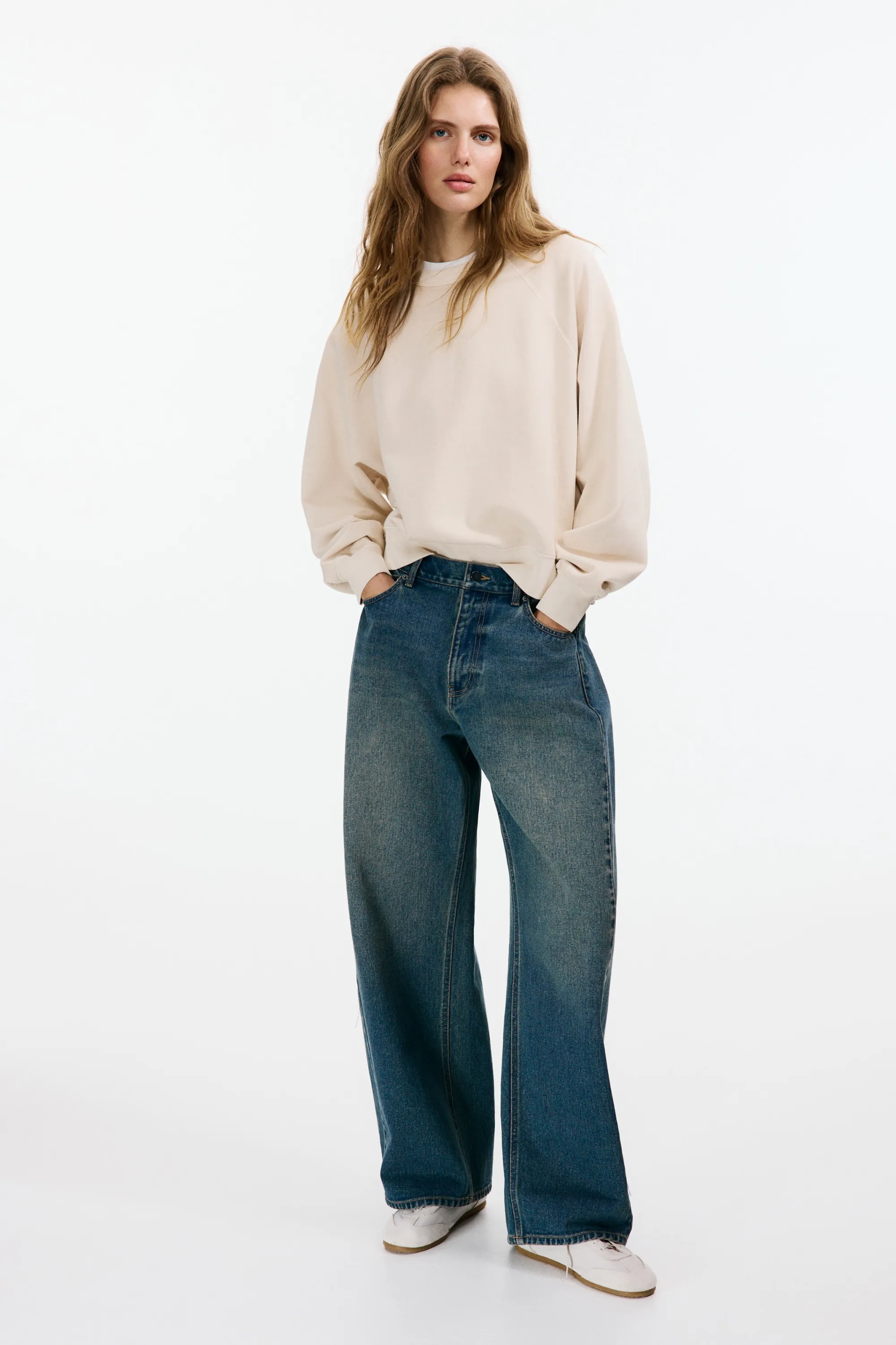 Sweat oversize en coton - Beige clair