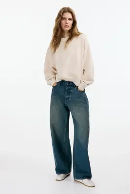 Sweat oversize en coton - Beige clair — photo 1