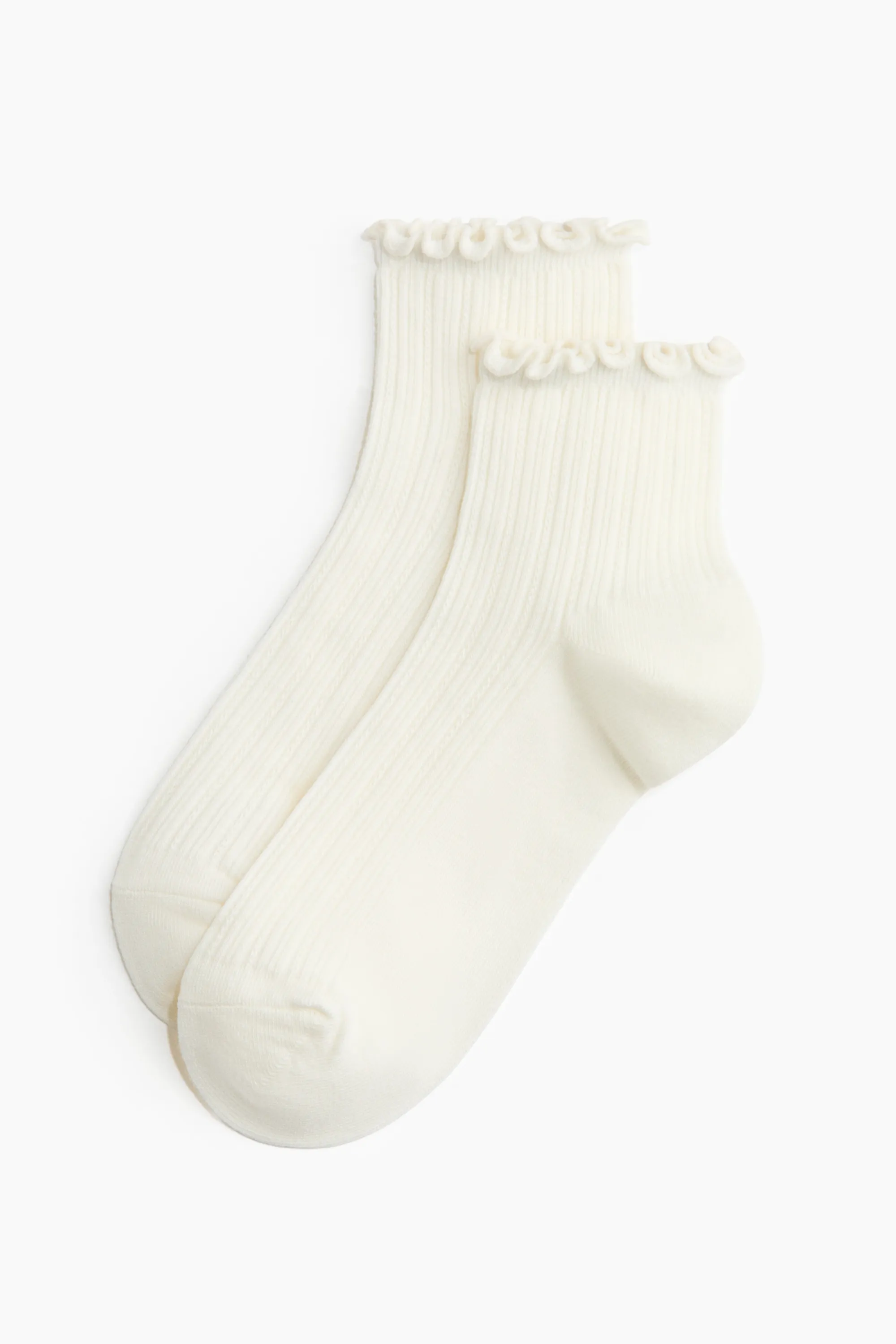 Lot de 3 paires de socquettes en maille côtelée - Blanc