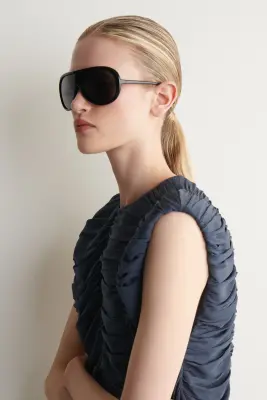 ROBE À PANNEAUX FRONCÉS - Bleu acier — photo 2