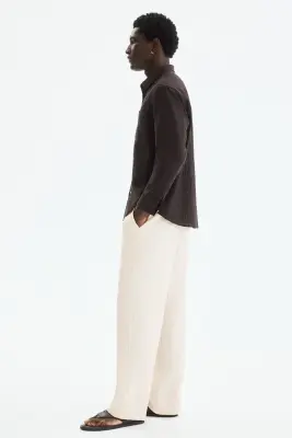 Pantalon texturé Relaxed Fit - Blanc — photo 4