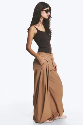 Pantalon ballon taille basse - Marron poudré — photo 4