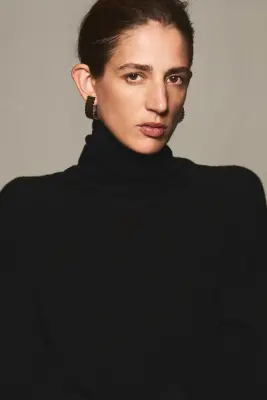 Pull col roulé en cachemire - Noir — photo 1