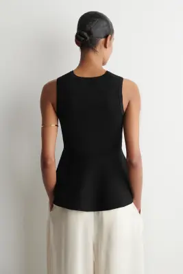 TOP PÉPLUM EN MAILLE - NOIR — photo 4