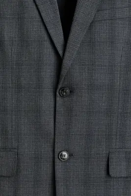 Veste Slim Fit - Gris foncé/carreaux — photo 5