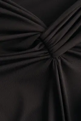 Robe en jersey à effet drapé - Noir — photo 3