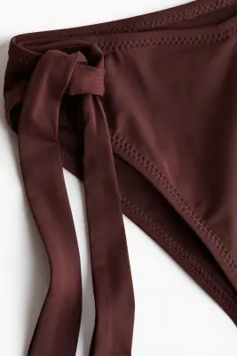 Bas de maillot Tanga à nouer - Marron foncé — photo 3