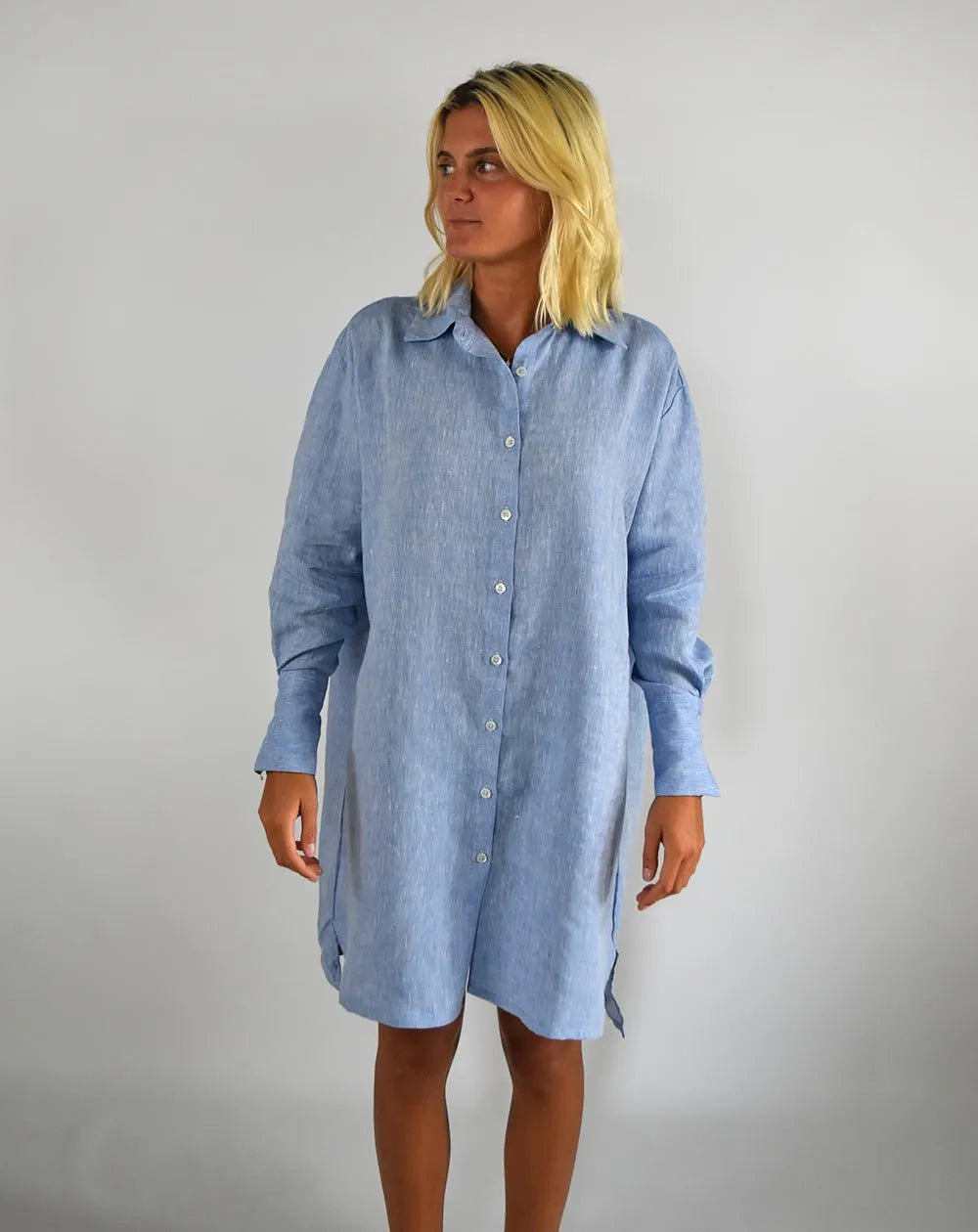 Robe Chemise Zazum en lin Chambray Bleu