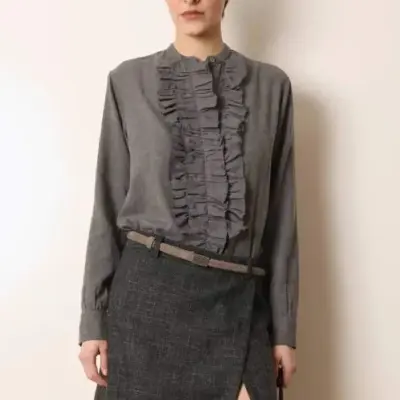 Blouse Carita grey - LAURENCE BRAS — photo 2