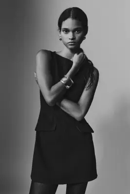 Robe à encolure bateau - Noir — photo 2