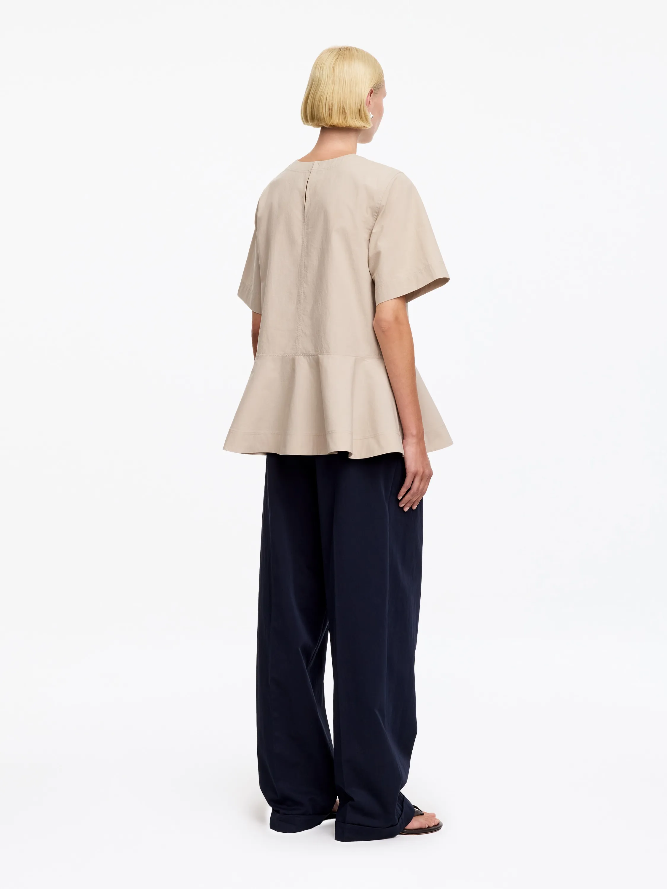 T-shirt péplum en coton pima - Beige